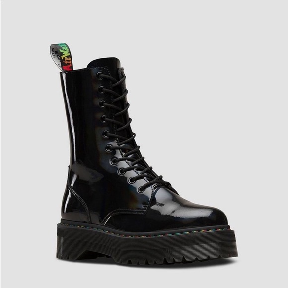 Dr. Martens Shoes - Dr. Martens Jadon Hi Rainbow Patent